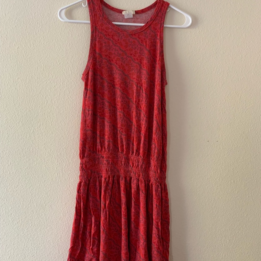 Red, floral dress
